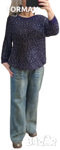 Блуза от рехаво плетиво - лилаво-сребристо букле