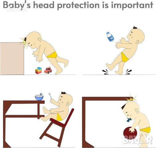 Бебешка каска, регулируем протектор за бебета, които се учат да пълзят и ходят, синьо, снимка 4 - Други - 43938045