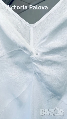 Елегантна бяла рокля лен 100% Италия, снимка 11 - Рокли - 51270881