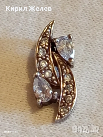 Елегантна модерна сребърна висулка с абстрактен дизайн и инкрустирани кристали 50939, снимка 5 - Колиета, медальони, синджири - 52735861