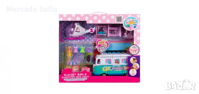 Ван за играчки и хеликоптер с мини кукла и аксесоари 