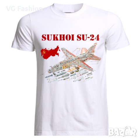 Мъжка Тениска Изтребител Sukhoi SU-24  Air Fighter Aircraft Jet Flugzeug Blueprint USSR Russia, снимка 2 - Тениски - 28312945