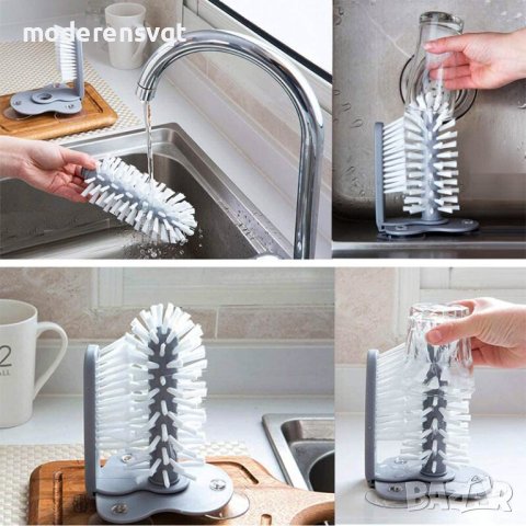 Двойна четка за миене на чаши с вакуумно закрепване за мивката, снимка 2 - Чаши - 43089427