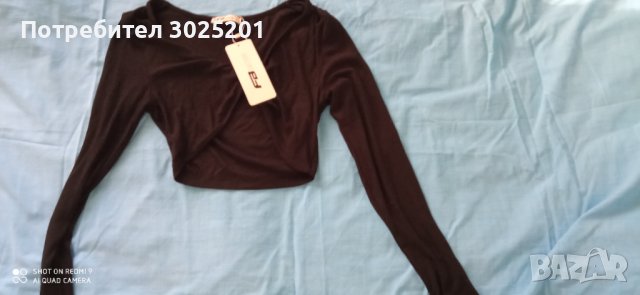 Нов Дамски Топ в Черно размер М Л Дамски Кроп топ от трико с дтлгъ ръкави, снимка 2 - Блузи с дълъг ръкав и пуловери - 43484435