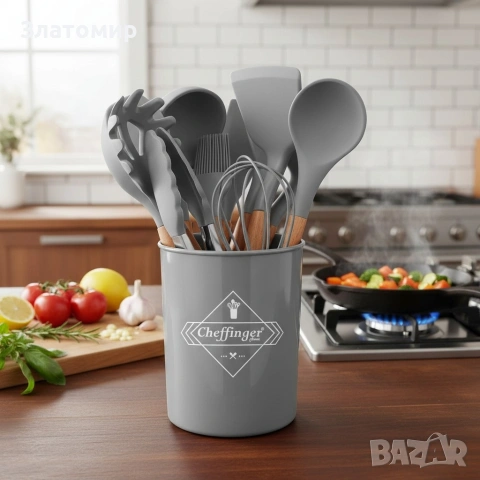 Комплект 12 части кухненски прибори със стойка Cheffinger , снимка 16 - Форми - 53180280