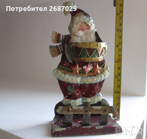 Дядо Мраз стар свещник, метал, снимка 9 - Статуетки - 38976622