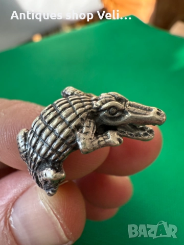 Сребърен пръстен крокодил №7674