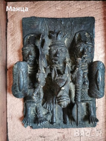 Африканска бронзова плоча, снимка 2 - Антикварни и старинни предмети - 36921299