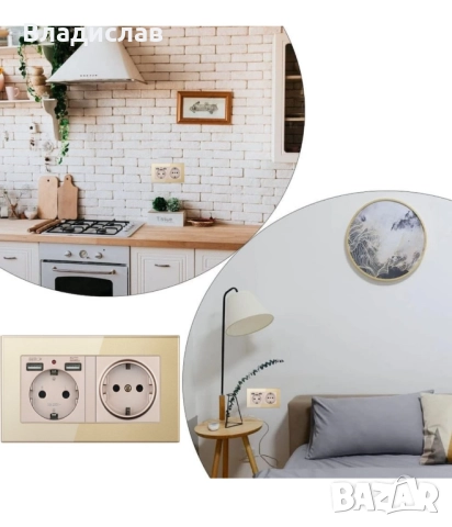  Двоен контакт със стъклена рамка-Hggzeg, снимка 3 - Други - 52539252