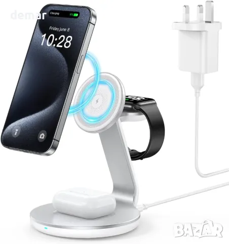 HERRBOL 3 в 1 Безжична Зарядна Станция за Apple Устройства