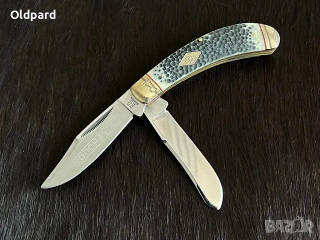 Колекционерски джобен сгъваем нож с два остриета Buckshot Bone Bow Trapper (Rough Ryder) (RR2322), снимка 3 - Ножове - 48629680