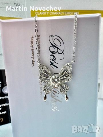 Сребърно колие с мойсанит (Диамант) 0.5 карата, снимка 7 - Колиета, медальони, синджири - 52371035