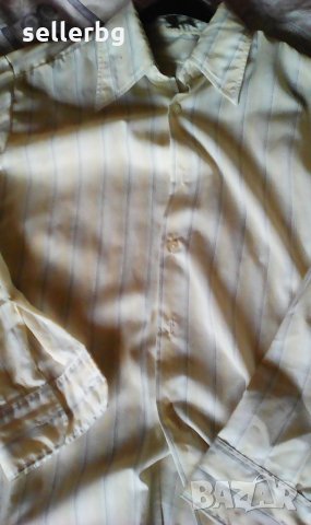 Бяла риза с вертикални цветни ивици размер М, дълги ръкави, снимка 2 - Ризи - 26483325