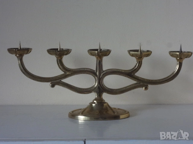 Месингов свещник за 5 бр. свещи от Италия