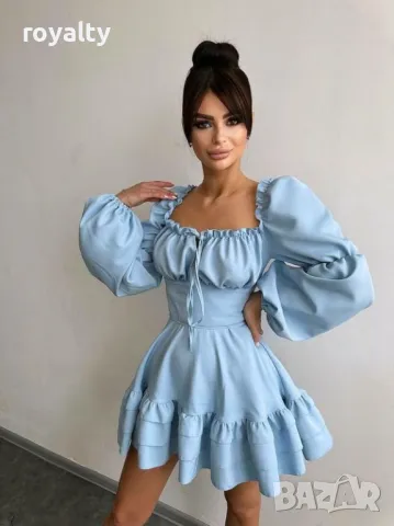 Синя ефектна рокля , снимка 4 - Рокли - 49726420