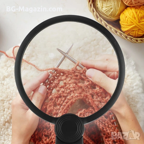 Голяма увеличителна лупа за врат с LED осветление за бродиране шиене гоблени четене настолна, снимка 6 - Други инструменти - 53032039