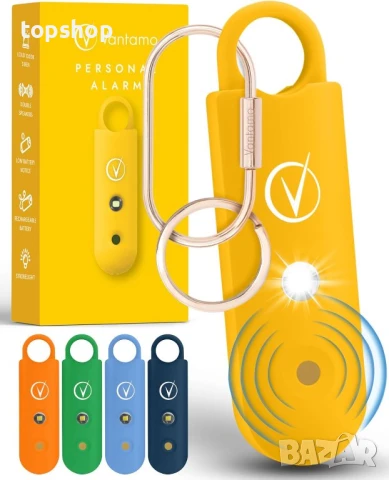 Персонална аларма за безопасност с ключодържател за жени, жълта