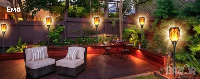 Промоция: Соларна LED Лампа имитираща огън със светлинен сензор, размер: 7 х 51 см, снимка 5 - Соларни лампи - 48045633