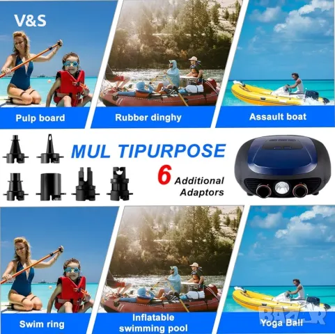 Електрическа  помпа за водни спортове, 20 PSI, SUP въздушна помпа с високо налягане, 12 V DC, , снимка 5 - Водни спортове - 47805482