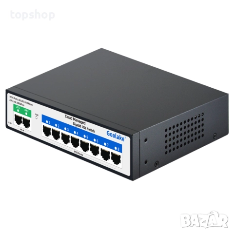 Чисто нов запечатан GOALAKE GPS208  Гигабитов POE комутатор за управление на облачна мрежа 8GE+2G..., снимка 3 - Суичове - 51729348