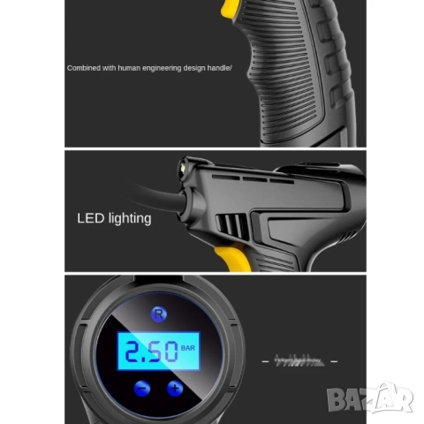 Акумулаторен компресор за гуми - компактен, интелигентен, с ергономичен дизайн , снимка 9 - Аксесоари и консумативи - 52099167