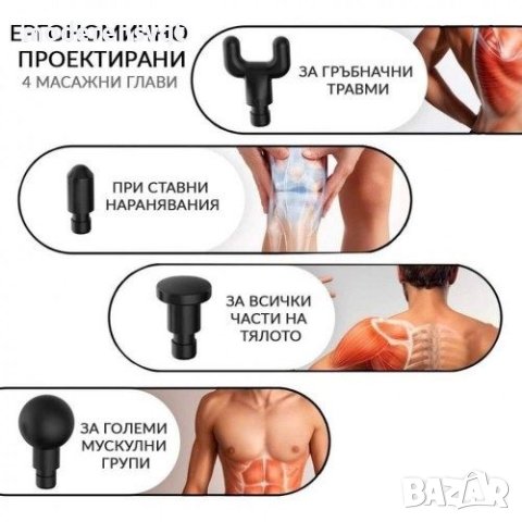 Безжичен масажор за тяло пистолет Fascial Gun с 6 масажни скорости, снимка 5 - Масажори - 43837843