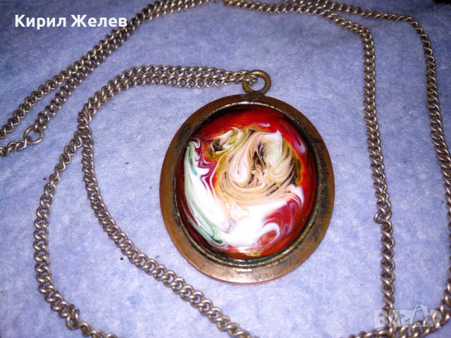 СТАРИНЕН МЕДЕН МЕДАЛЬОН УНИКАТ с ВЕНЕЦИАНСКО СТЪКЛО МУРАНО и ДЕБЕЛО ПОСРЕБРЕНА МЕДНА ВЕРИЖКА 36467, снимка 16 - Антикварни и старинни предмети - 39942128