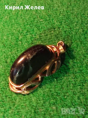 ЗЛАТНО ДУБЛЕ ПОЗЛАТЕН АРТ ДЕКО МЕДАЛЬОН с ЧЕРЕН ОНИКС 9694, снимка 7 - Колиета, медальони, синджири - 29572527