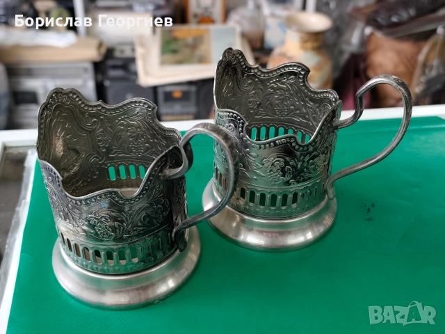 Комплект от шест броя руски посребрени подстакани, снимка 5 - Антикварни и старинни предмети - 52563014