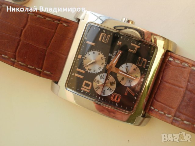 Festina chronograph хронограф мъжки голям оригинален швейцарски часовник, снимка 1