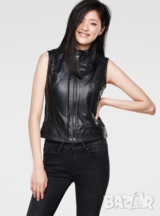 НОВ и Намален! G-star 5620 Custom Zip Leather Дамско Яке Елек Естествена Кожa S, снимка 2 - Якета - 35002980
