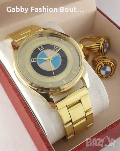 мъжки часовник, гривна и пръстени от медицинска стомана с 18к златно покритие , снимка 5 - Гривни - 43815191