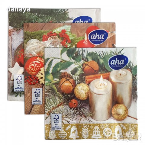 2545 Коледни салфетки за маса, трипластови, 20 броя в пакет