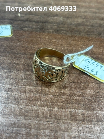 Стар златен 14 каратов пръстен 4.43гр 61р-р, снимка 2 - Пръстени - 51553256