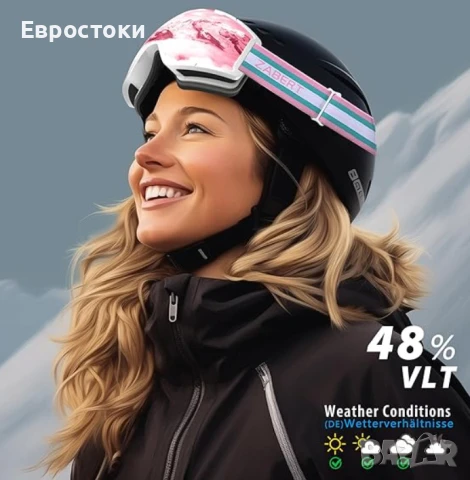 Ски очила ZABERT OTG, дамски ски очила за ски и сноуборд, лещи против замъгляване, 100% UV защита, снимка 2 - Зимни спортове - 50587050
