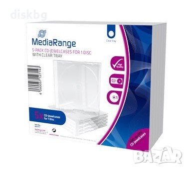 Единична CD BOX 10mm clear, Jewel Case for 1cd - прозрачна кутия, кристална, опаковка 5 броя 