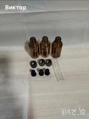 Стъклени Шишенца 30мл и капачки с пипета/капкомер, снимка 6 - Друго търговско оборудване - 53058241