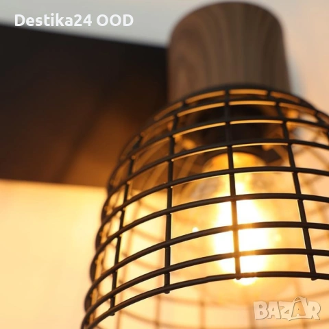 Модерен Спот Черен Метал с Декор Акация, снимка 2 - Лампи за стена - 53383254