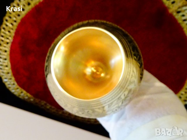 Бронзова чаша за вино Британска Индия,маркирана,гравирана, снимка 4 - Антикварни и старинни предмети - 38407550