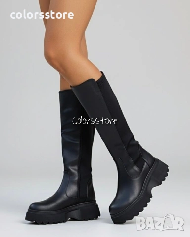 Равни ботуши - черна кожа - MBN55

