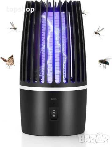 DJROLL акумулаторен и преносим убиец на насекоми 2 в 1 Електрически убиец на комари с UV лампа...