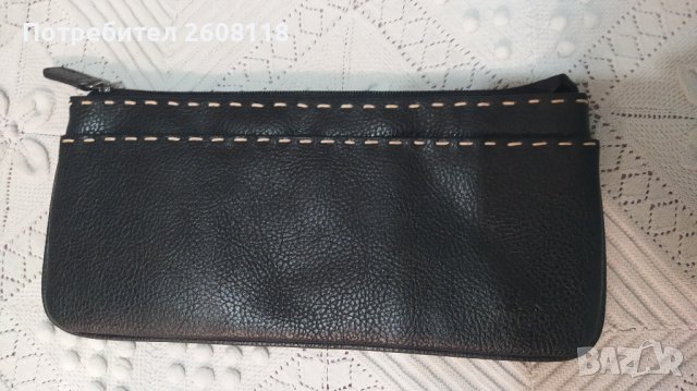 Черна кожена чанта и дамски плик, снимка 7 - Чанти - 43223158