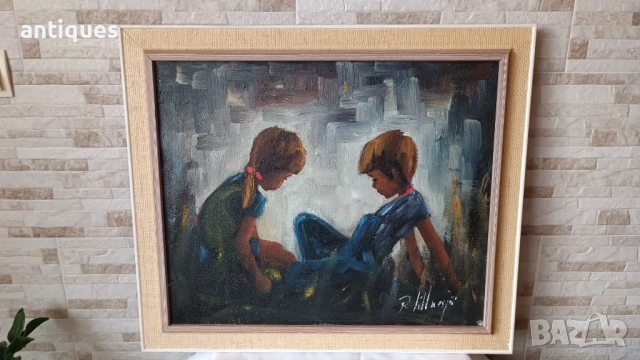 Картина "Деца" - маслени бои на платно - 73/63см  