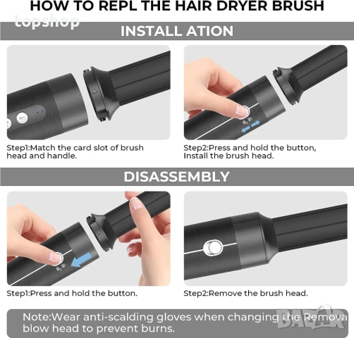 НОВ 7 в 1 високоскоростен сешоар с 110 000 оборота с дифузер, маша, термо четка, стилизиране на коса, снимка 6 - Сешоари - 50600027