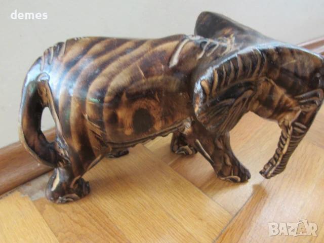 Слон -дървена фигура от махагон, Етиопия, снимка 5 - Статуетки - 50992401