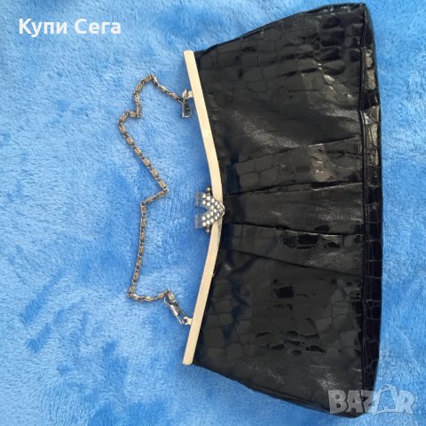 Стилна Черна Малка Дамска Чанта Swarowski Закопчалка клъч през рамо, снимка 3 - Чанти - 27693120