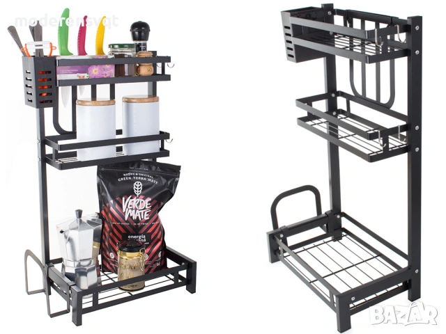 Кухненска етажерка органайзер за подправки и аксесоари 3 нива, снимка 4 - Етажерки - 53357399