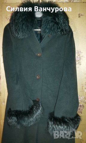 Чисто ново кашмирено палто с лисица в тюркоазен цвят, снимка 5 - Палта, манта - 38909408