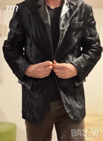 Мъжко яке тип сако от естествена кожа с косъм пони