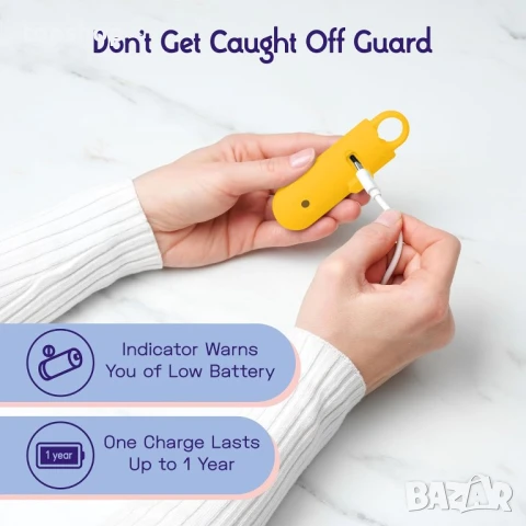Персонална аларма за безопасност с ключодържател за жени, жълта, снимка 2 - Други стоки за дома - 50569510